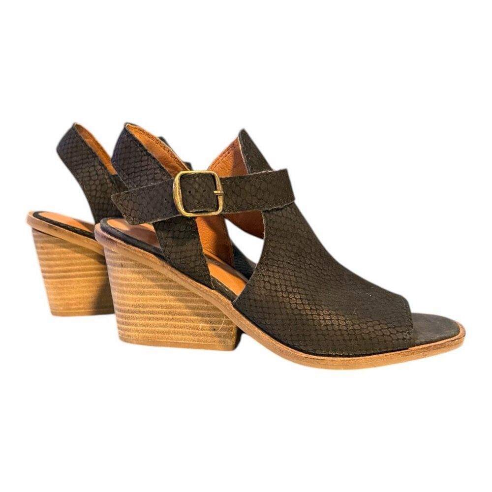 LUCKY BRAND Labradite Strappy Wedge Heel Sandals Black Size 8 - Picture 2 of 10